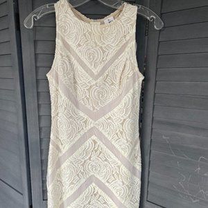 White and Nude Lace Julia Jordan Lace Dress Size 2.